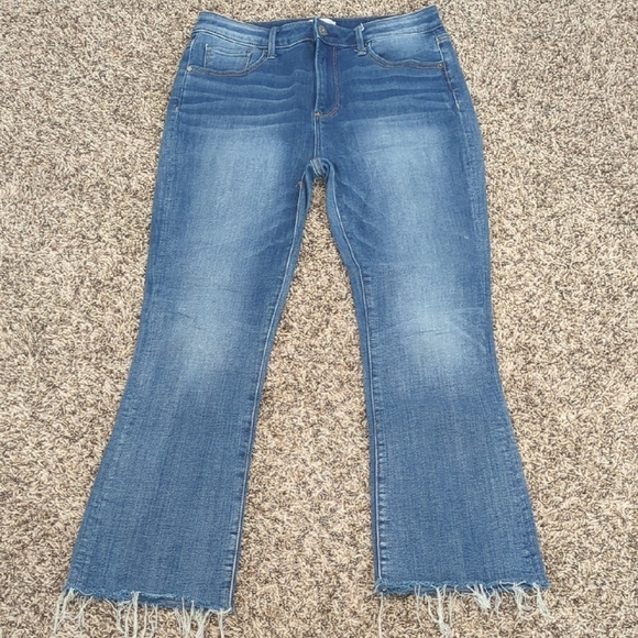 DRIFTWOOD Roxy blue Bahama mama high rise flared leg raw frayed hem jeans - Picture 5 of 12
